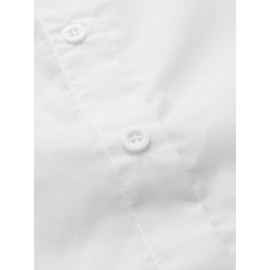 Women Solid Bowknot Button Front Casual Long Sleeve Shirt