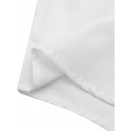 Women Solid Bowknot Button Front Casual Long Sleeve Shirt