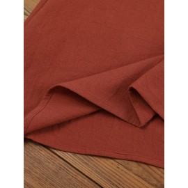 Women Plain Crew Neck Cotton Casual 3/4 Sleeve Blouse