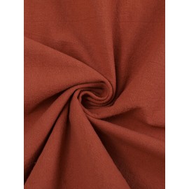 Women Plain Crew Neck Cotton Casual 3/4 Sleeve Blouse