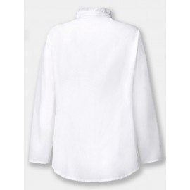 Ruffled Decorat Long Sleeve Button Work Elegant Blouse Ruffled Decorat Long Sleeve Button Work Elegant Blouse