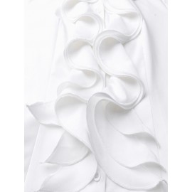 Ruffled Decorat Long Sleeve Button Work Elegant Blouse Ruffled Decorat Long Sleeve Button Work Elegant Blouse
