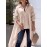 Women Solid Lapel High-LowÂ Hem Long Sleeve Shirt