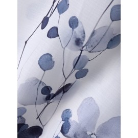 Women Watercolor Floral Print Notched Neck Long Sleeve Blouse