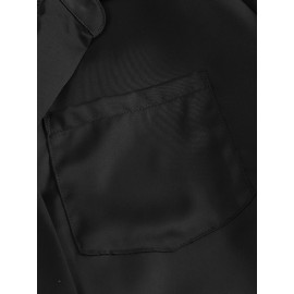 Women Solid Chest Pocket Button Up Long Sleeve Shirt