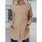 Women Solid Button Front High-LowÂ Hem Long Sleeve Shirt