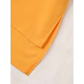 Women Lace Splice High-LowÂ Hem Long Sleeve Blouse