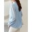 Women Plain Stand Collar Button Up Long Sleeve Shirt
