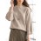 Women Solid Seam Detail Crew Neck Casual 3/4 Sleeve Blouse