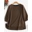 Women Solid V-Neck Knit Casual 3/4 Sleeve Blouse