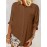 Women Solid Chest Pocket Irregular Hem Long Sleeve Shirt
