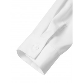 Women Solid Lapel Layered Irregular Hem Long Sleeve Shirt