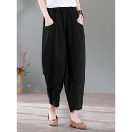 Solid Pocket Casual Cotton Pants Solid Pocket Casual Cotton Pants