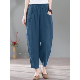 Solid Pocket Casual Cotton Pants Solid Pocket Casual Cotton Pants