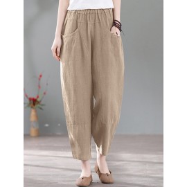 Solid Pocket Casual Cotton Pants Solid Pocket Casual Cotton Pants