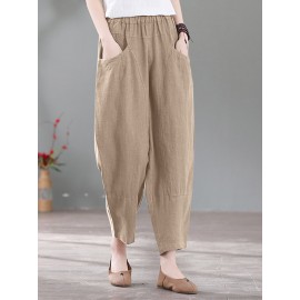 Solid Pocket Casual Cotton Pants Solid Pocket Casual Cotton Pants