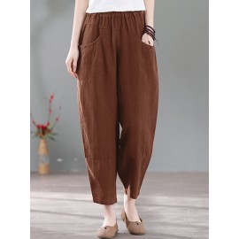 Solid Pocket Casual Cotton Pants Solid Pocket Casual Cotton Pants