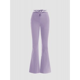 Solid Knotted Hollow-out Flared Pants Solid Knotted Hollow-out Flared Pants