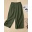 Women Solid Pleated Cotton Casual Pants With Pocket
