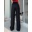 Solid Loose Pocket Casual Pants For Women