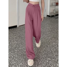 Solid Loose Pocket Casual Pants For Women Solid Loose Pocket Casual Pants For Women