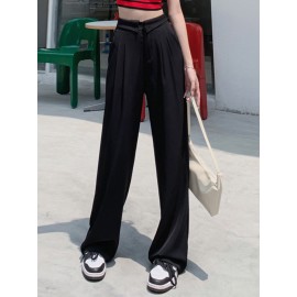 Solid Loose Pocket Casual Pants For Women Solid Loose Pocket Casual Pants For Women
