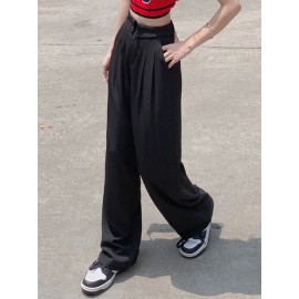 Solid Loose Pocket Casual Pants For Women Solid Loose Pocket Casual Pants For Women