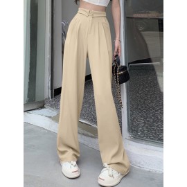 Solid Loose Pocket Casual Pants For Women Solid Loose Pocket Casual Pants For Women
