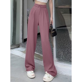 Solid Loose Pocket Casual Pants For Women Solid Loose Pocket Casual Pants For Women