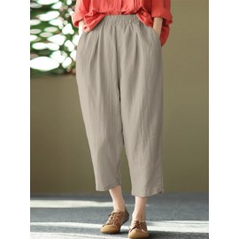 Women Solid Pocket Elastic Waist Casual Harem Pants Women Solid Pocket Elastic Waist Casual Harem Pants