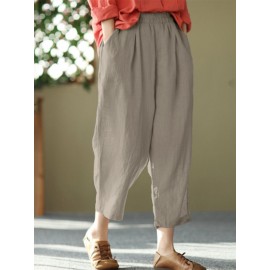 Women Solid Pocket Elastic Waist Casual Harem Pants Women Solid Pocket Elastic Waist Casual Harem Pants