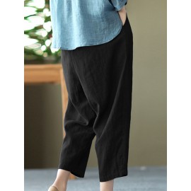 Women Solid Pocket Elastic Waist Casual Harem Pants Women Solid Pocket Elastic Waist Casual Harem Pants