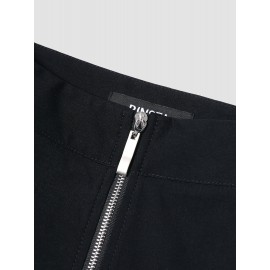 Solid Two Sides Lace Up Hollow Zip Front Pants