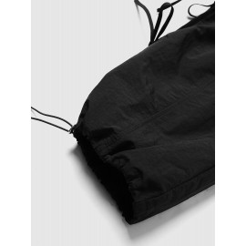 Cut Out Side Tie Drawstring Waist Pocket Solid Pants Cut Out Side Tie Drawstring Waist Pocket Solid Pants