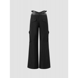 Solid Pocket Loose Cargo Pants