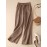 Women Solid Drawstring Waist Cotton Casual Straight Pants