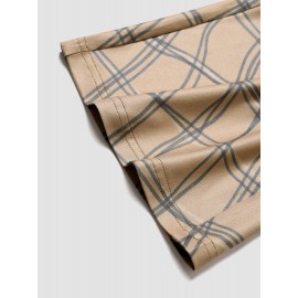 Check Print Tie Waist Hollow Bootcut Leg Pants Check Print Tie Waist Hollow Bootcut Leg Pants