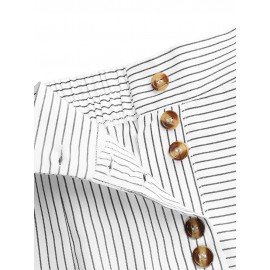 Striped Print Button Culottes For Women