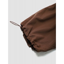 Women Solid Loose Drawstring Casual Cargo Pants Women Solid Loose Drawstring Casual Cargo Pants