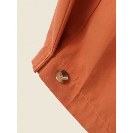 Women Solid High Waist Button Hem Casual Pants Women Solid High Waist Button Hem Casual Pants