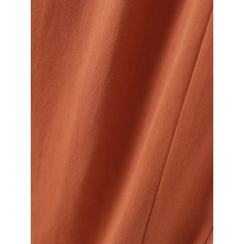 Women Solid High Waist Button Hem Casual Pants Women Solid High Waist Button Hem Casual Pants