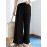 Solid Elastic Waist Back Pocket Wide Leg Casual Pants