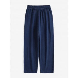 Leisure Solid Drawstring Pocket Cotton Pants Leisure Solid Drawstring Pocket Cotton Pants