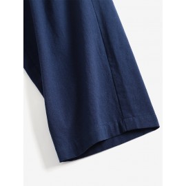 Leisure Solid Drawstring Pocket Cotton Pants Leisure Solid Drawstring Pocket Cotton Pants