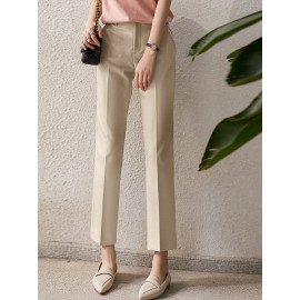 Solid Pocket Tailored Pants For Women