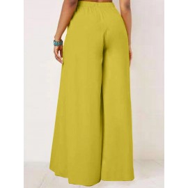 Solid Color Wide-legged Bowknot Belt Pleated Loose Pants Solid Color Wide-legged Bowknot Belt Pleated Loose Pants