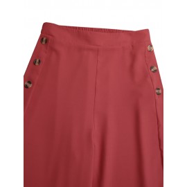 Women Solid Side Button Design Casual Wide Leg Pants Women Solid Side Button Design Casual Wide Leg Pants