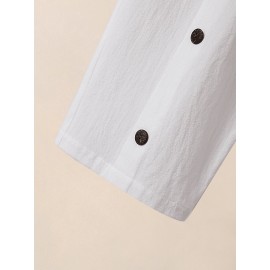 Women Solid Button Design Cotton Casual Cropped Pants Women Solid Button Design Cotton Casual Cropped Pants