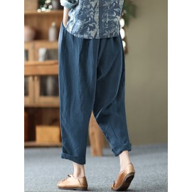 Leisure Solid Cotton Pocket Casual Pants Leisure Solid Cotton Pocket Casual Pants