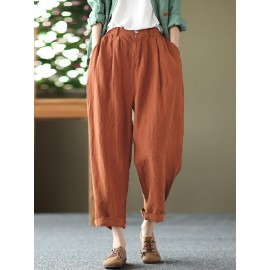 Leisure Solid Cotton Pocket Casual Pants Leisure Solid Cotton Pocket Casual Pants
